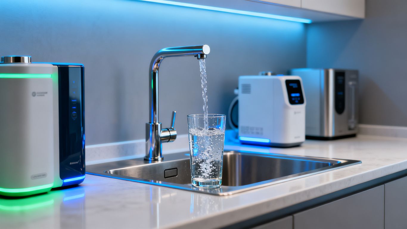 Advanced water filtration system in a modern kitchen.